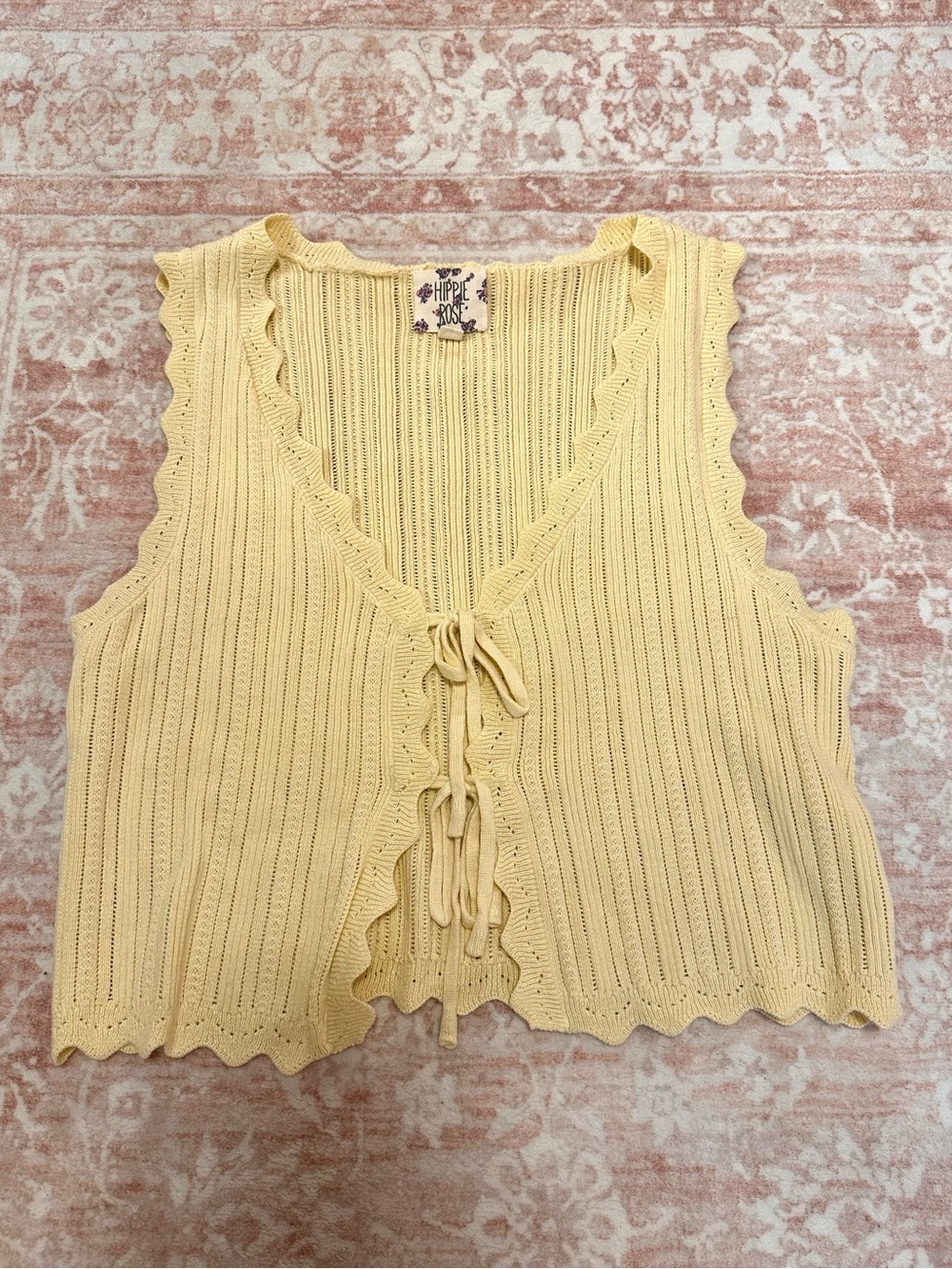 Crochet 🌼 Butter Yellow Tie Front Top